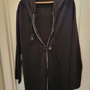 Women's Black Hooded Long Coat.